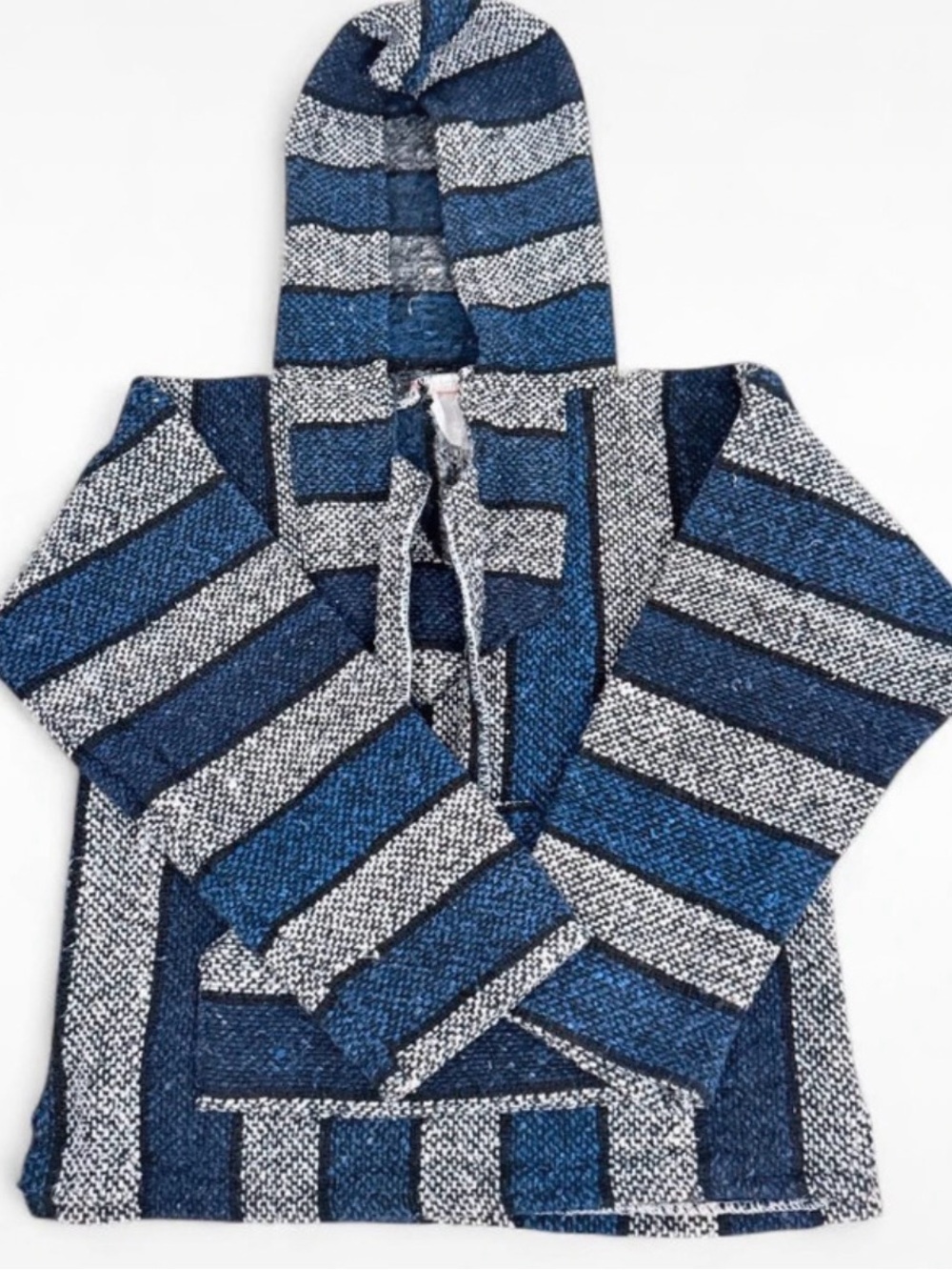 Toddler Striped Hooded Baja Pullover in Blue & Gray